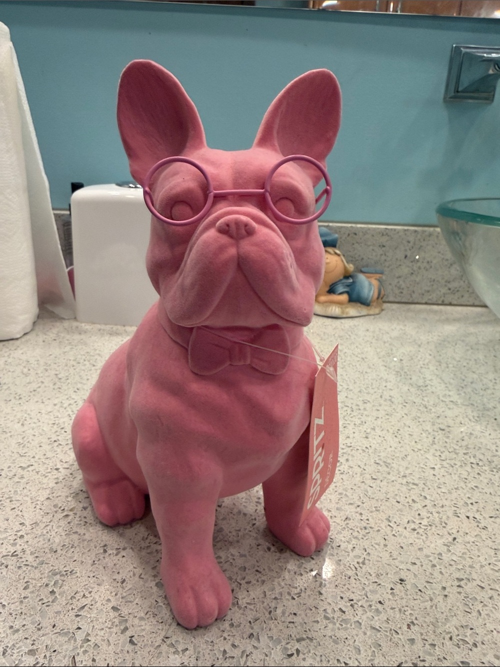 Stylish Pink Velvet French Bulldog Figurine by Target